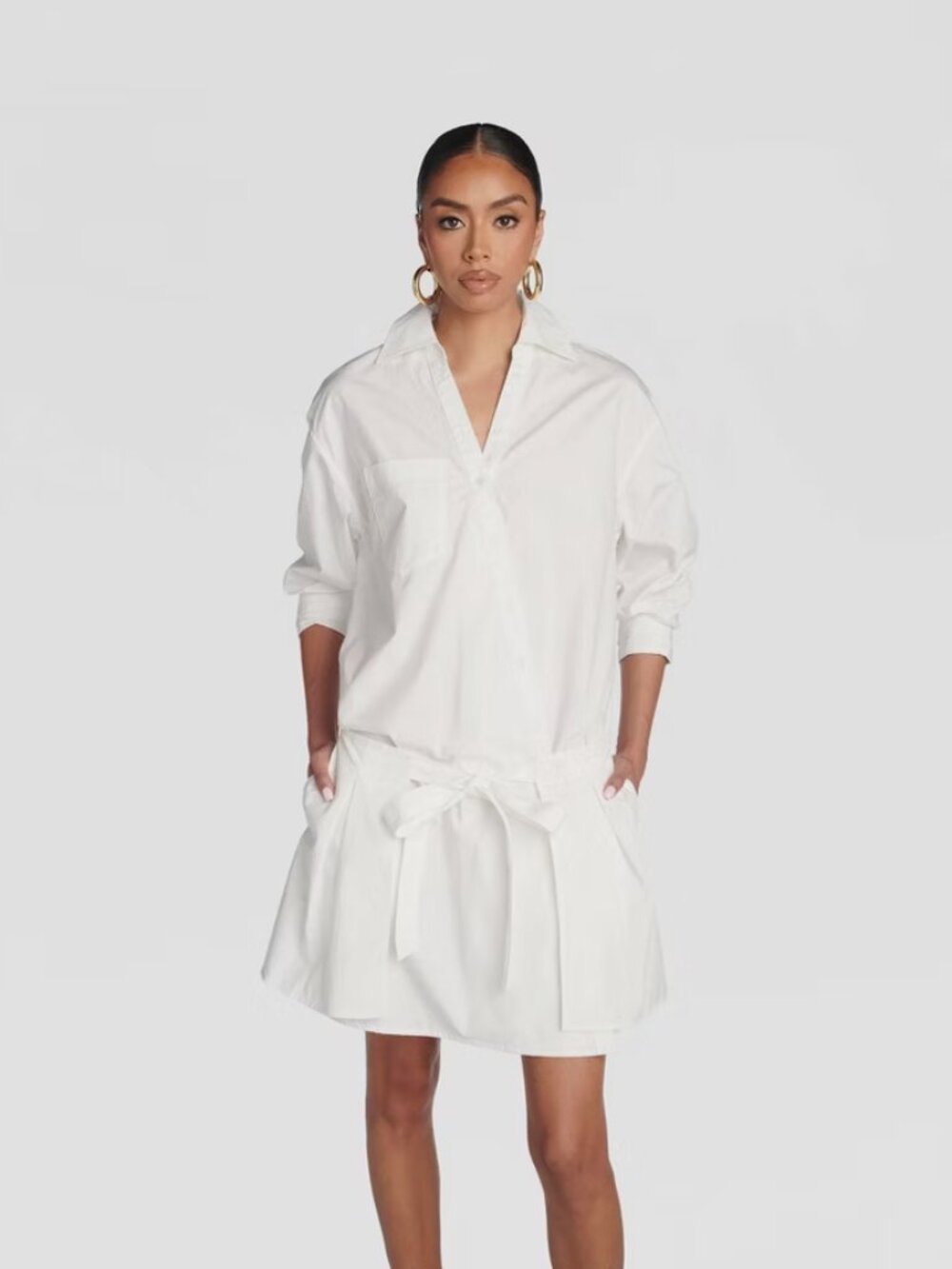 KBB by KAHLANA Women's 'The Apron Shirt Dress' - White M